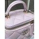 CHANEL CAVIAR QUILTED CC VANITY CASE LIGHT PINK LIGHT GOLD HARDWARE