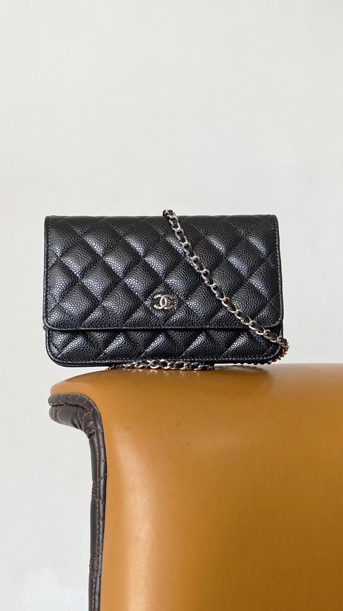 CHANEL WOC Wallet On Chain Caviar Black with Silver Hardware