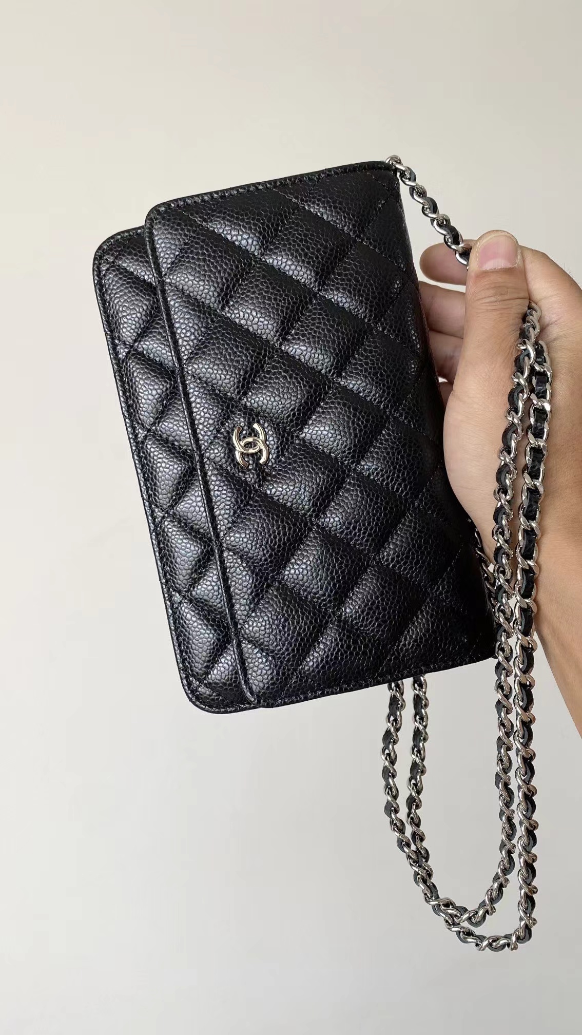 CHANEL WOC Wallet On Chain Caviar Black with Silver Hardware