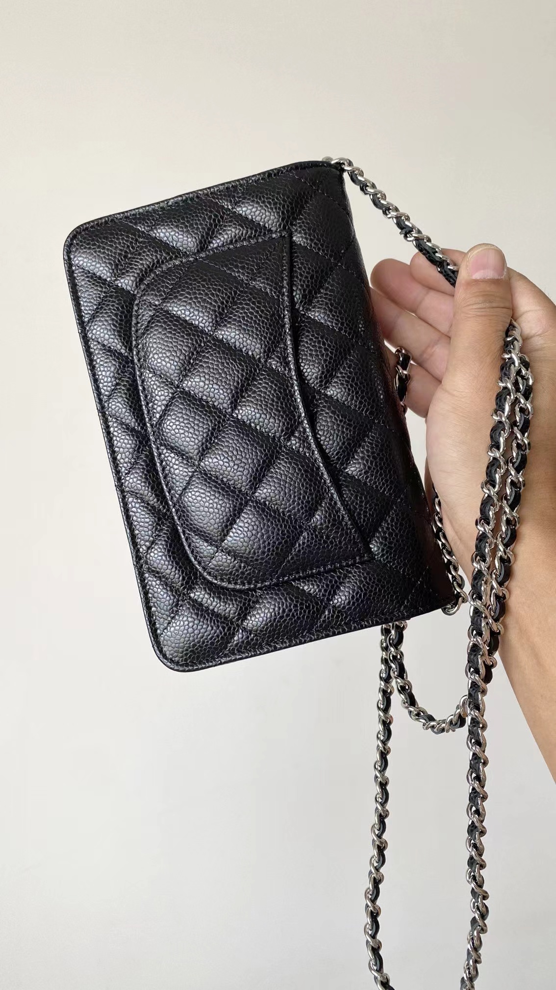 CHANEL WOC Wallet On Chain Caviar Black with Silver Hardware