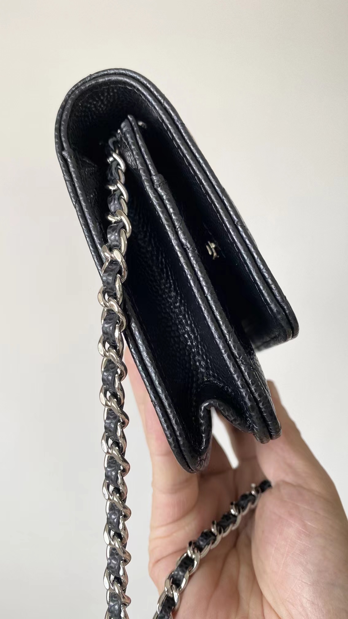 CHANEL WOC Wallet On Chain Caviar Black with Silver Hardware