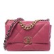 CHANEL Goatskin Quilted Medium 19 Flap Dark Pink