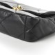 CHANEL Shiny Goatskin Quilted Medium 19 Flap Black