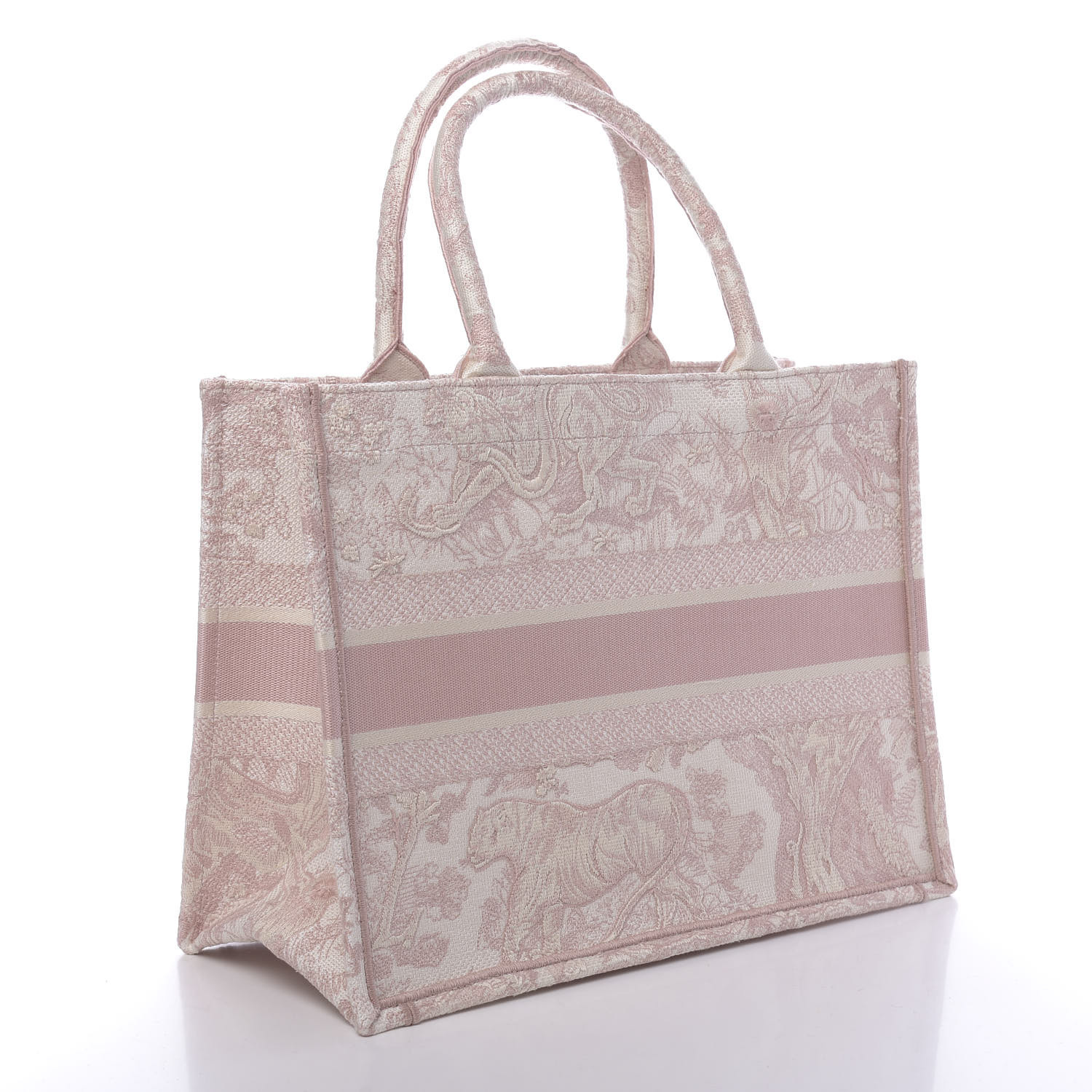 DIOR Canvas Embroidered Toile De Jouy Dioriviera Book Tote Rose