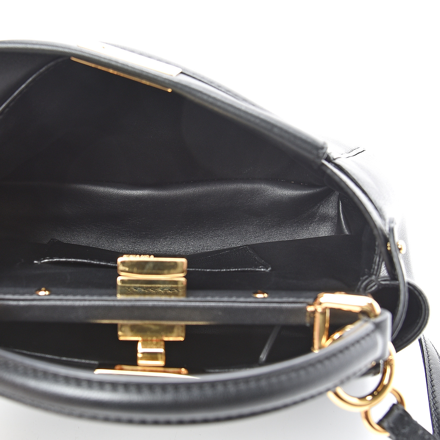 FENDI Nappa Mini Peekaboo Iconic Satchel Black