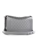 CHANEL Calfskin Quilted Medium Boy Flap Grey