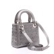 DIOR Satin Crystal Cannage Mini Lady Dior Gray