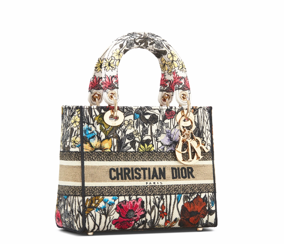 Dior Lady D-Lite five-pattern embroidery garden flower handbag