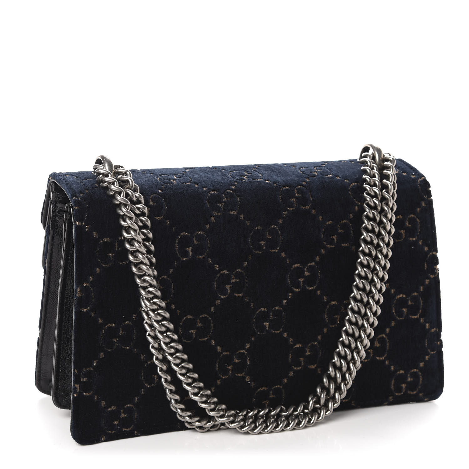 GUCCI GG Monogram Velvet Small Dionysus Blue Beige