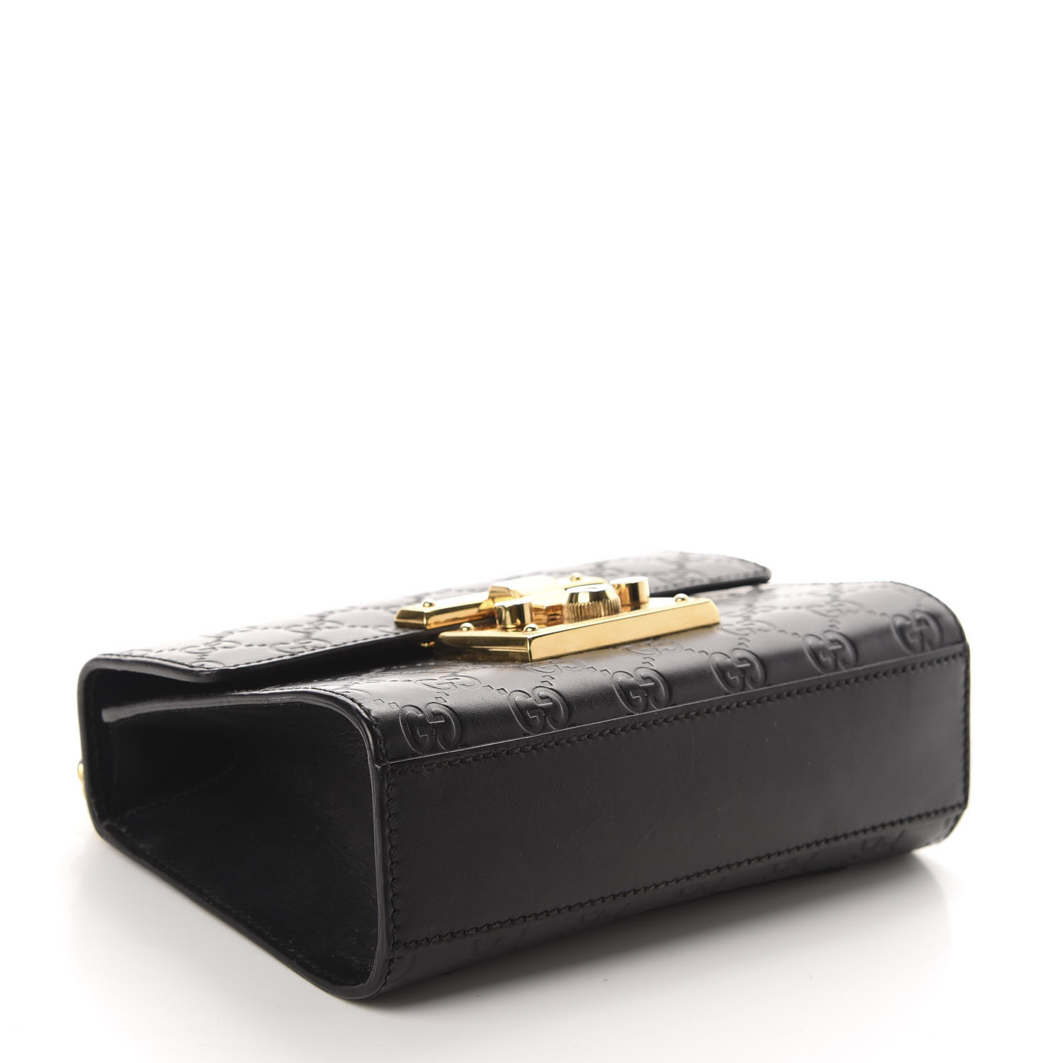 GUCCI GG ssima Small Padlock Shoulder Bag Black