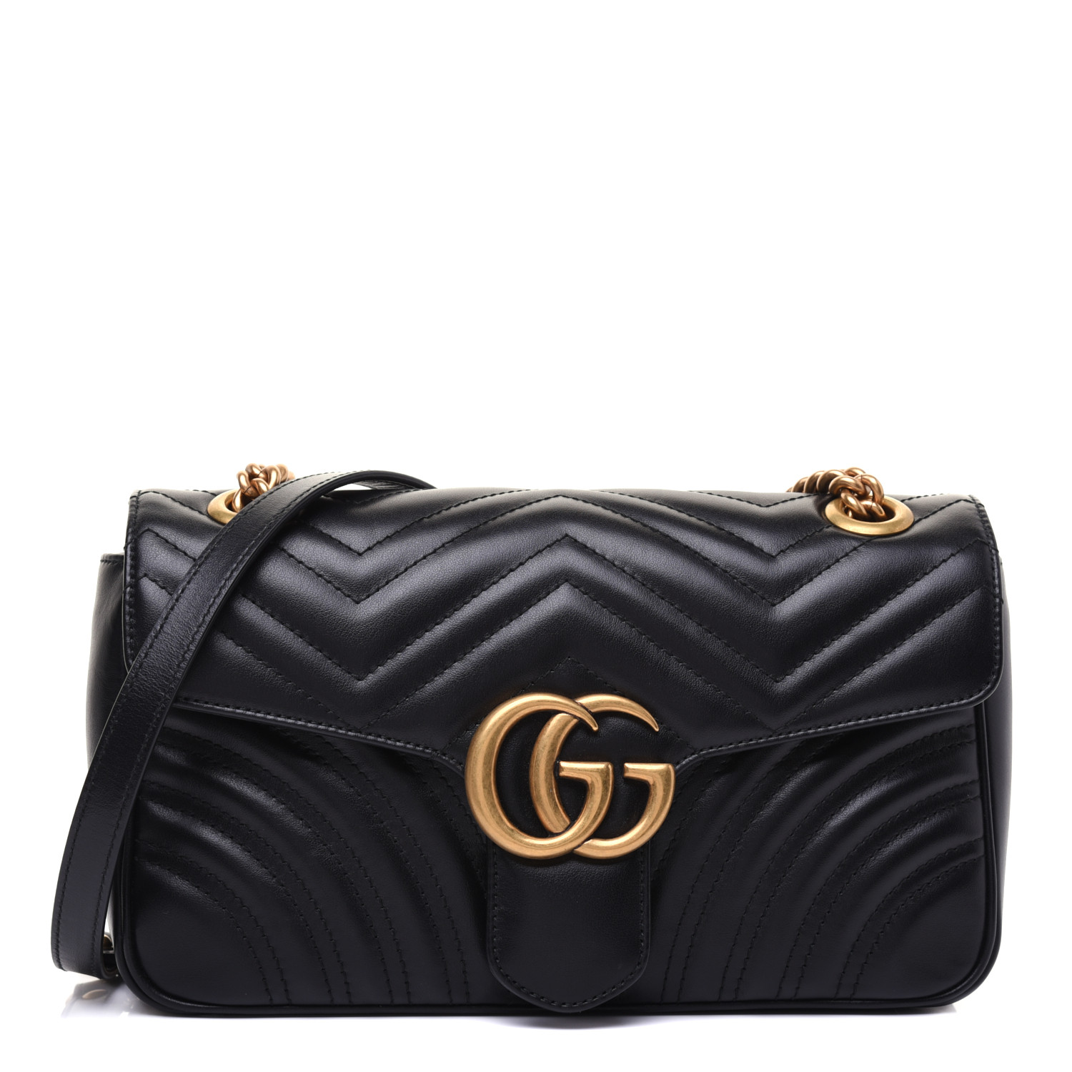 GUCCI Calfskin Matelasse Small GG Marmont Black