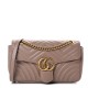 GUCCI Calfskin Matelasse Small GG Marmont Shoulder Bag Nude