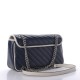 GUCCI Vintage Effect Calfskin Matelasse Small Striped GG Marmont Shoulder Bag Blue Beige