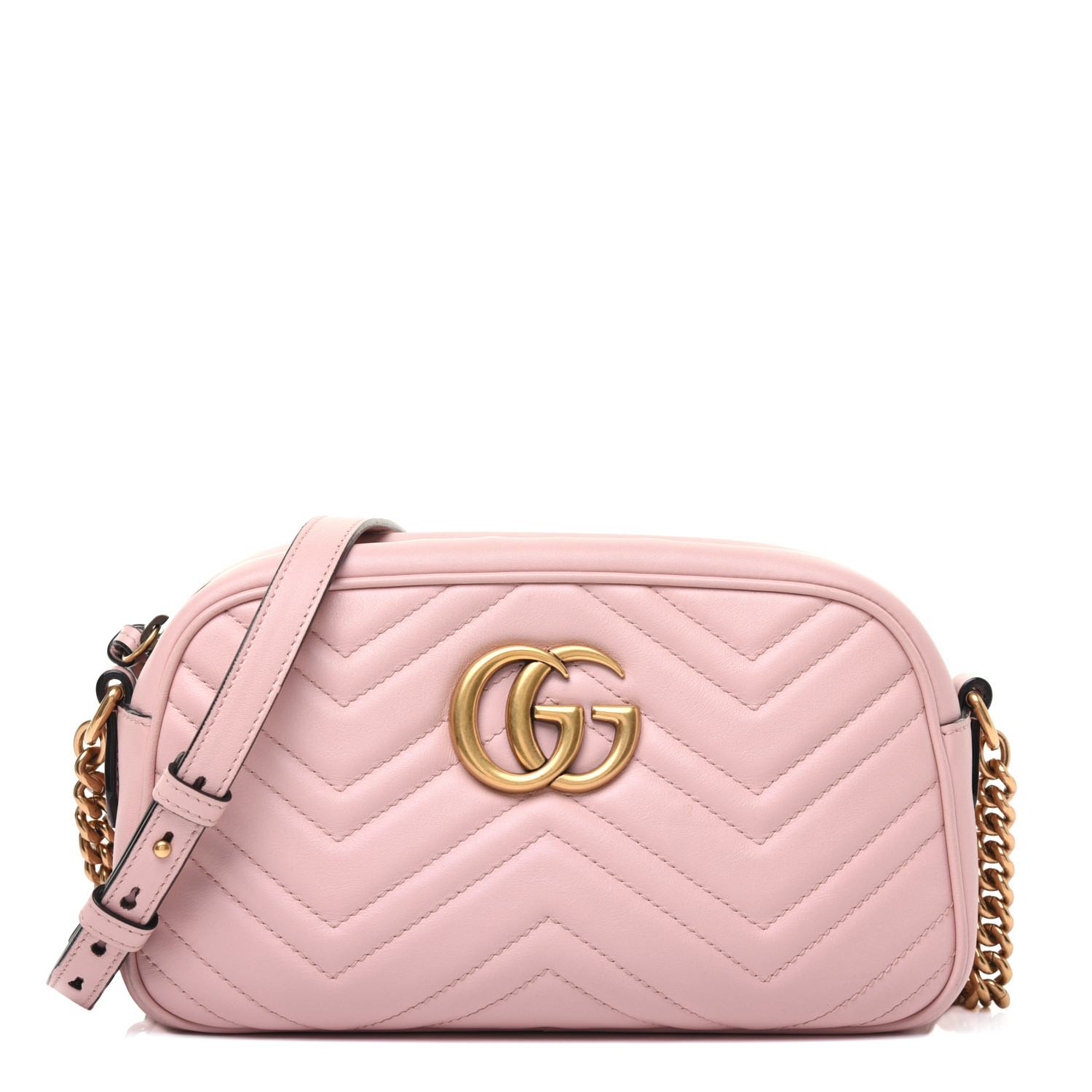 GUCCI Calfskin Matelasse Small GG Marmont Bag Pink