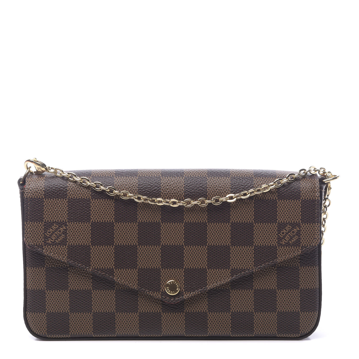 LOUIS VUITTON Damier Ebene Pochette Felicie Chain Wallet