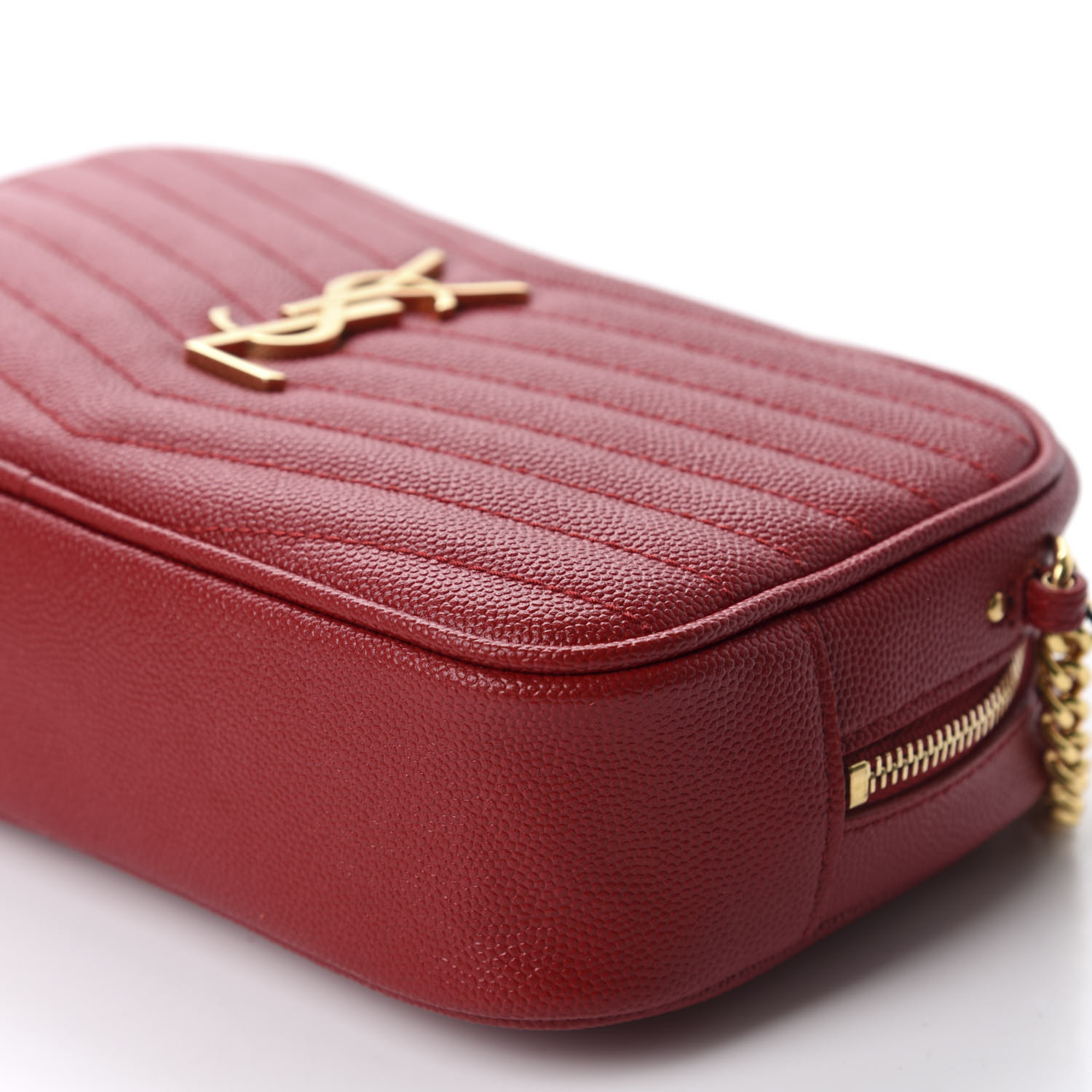 YSL Grain De Poudre Matelasse Monogram Mini Lou Camera Bag Eros Red