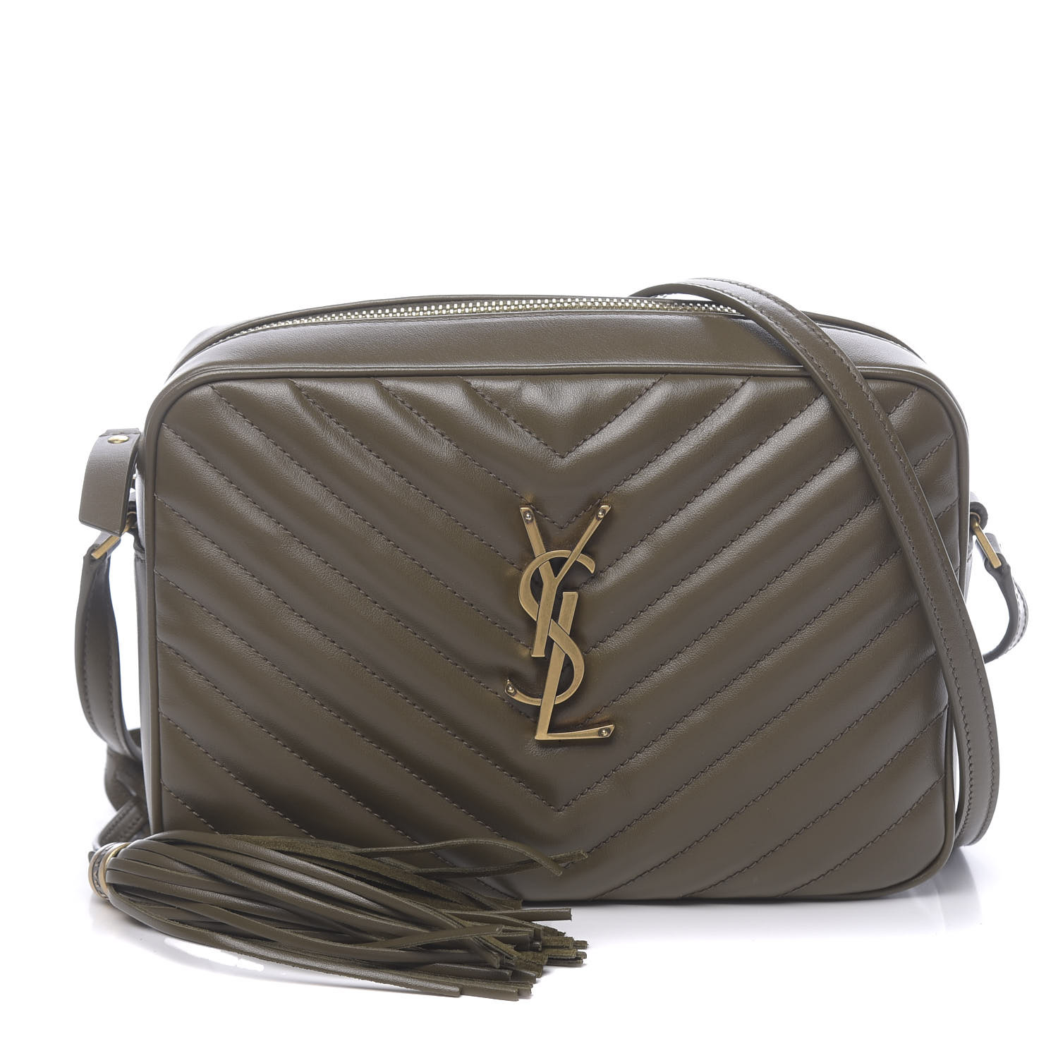 YSL Calfskin Matelasse Monogram Lou Camera Bag Seaweed