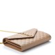 YSL Grain De Poudre Mixed Matelasse Triquilt Monogram Chain Wallet Dune